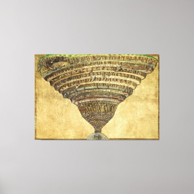 Sandro Botticelli The Map of Hell Dante The Divine Canvas Print (Front)