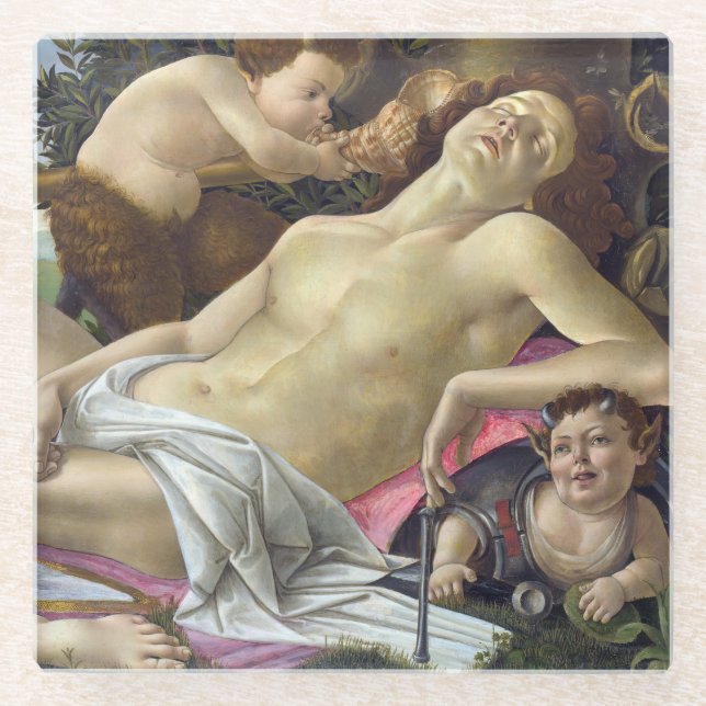 Sandro Botticelli - Venus and Mars, right side Glass Coaster (Front)