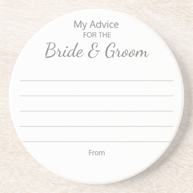 Sandstone Advice Coasters for Bride and Groom (Front)
