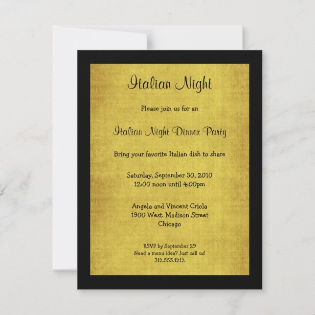 Sandstone Background Italian Night Party Invite (Front)