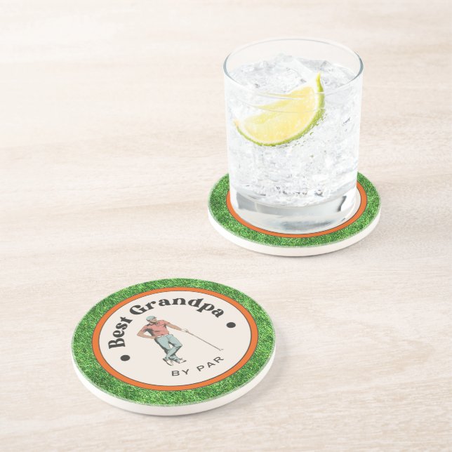Sandstone Coaster - Best Grandpa by Par  (Side)