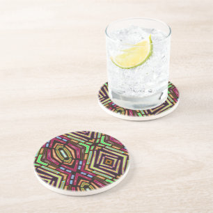 Sandstone Coaster Colourful Jewels Pattern