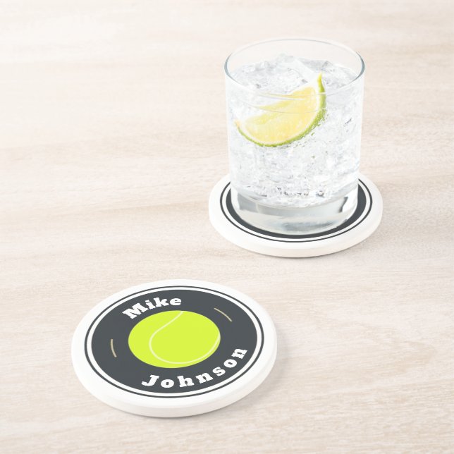 Sandstone Coaster -  Custom Tennis (add name) (Side)