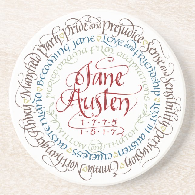 Sandstone Coaster - Jane Austen Period Dramas (Front)