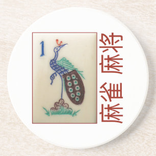 Sandstone coaster  – Peacock tile with  麻雀  麻将