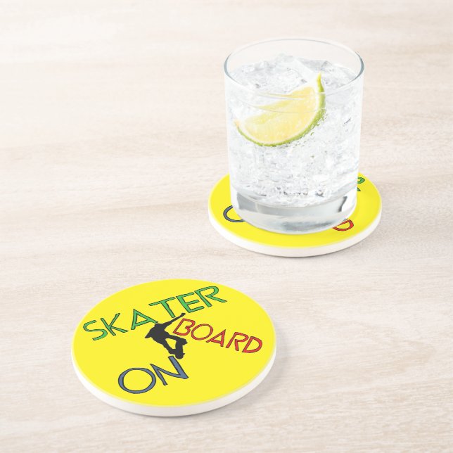 Sandstone Coaster -  Skater On Board (Side)