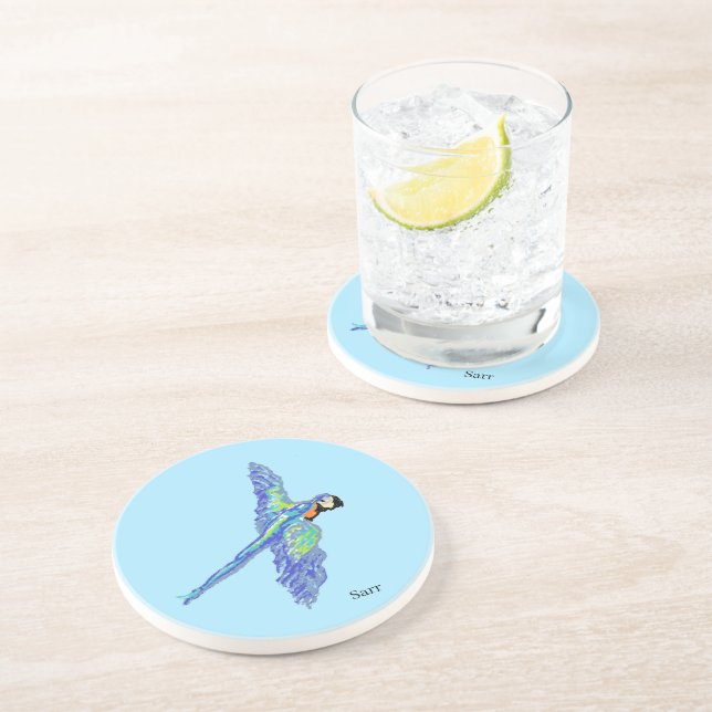 Sandstone Coaster : South American Macaw Parrot (Side)