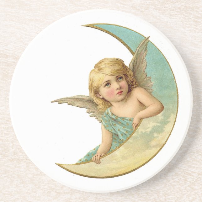 SANDSTONE COASTER : VICTORIAN  ANGEL AND MOON  (Front)
