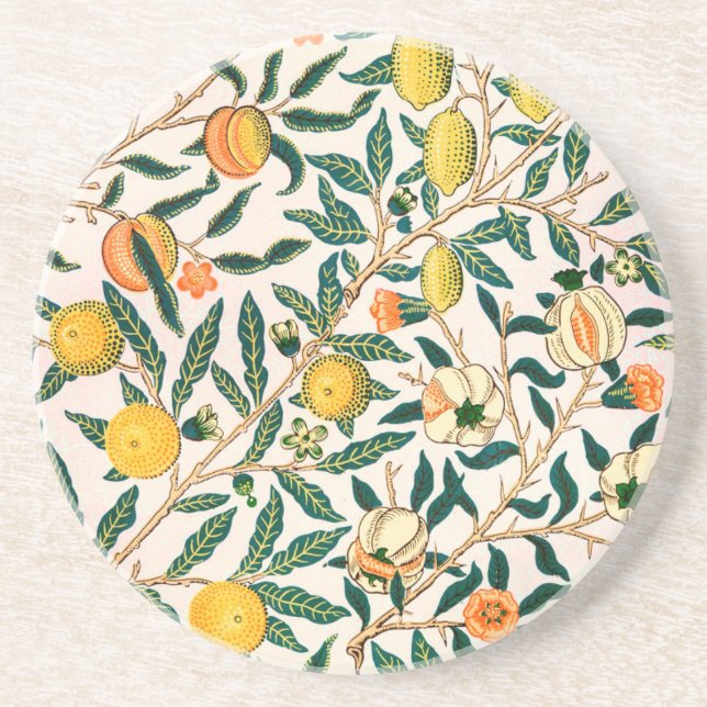 SANDSTONE COASTER WILLIAM MORRIS POMEGRANATES (Front)