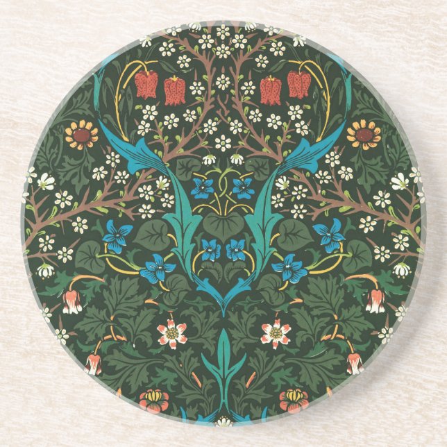 SANDSTONE COASTER WILLIAM MORRIS "TULIPS" DESIGN (Front)