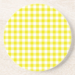 Sandstone Coaster, Yellow and White Check Gingham Coaster