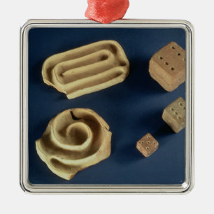 Sandstone dice and terracotta maze game, Harappa, Metal Ornament