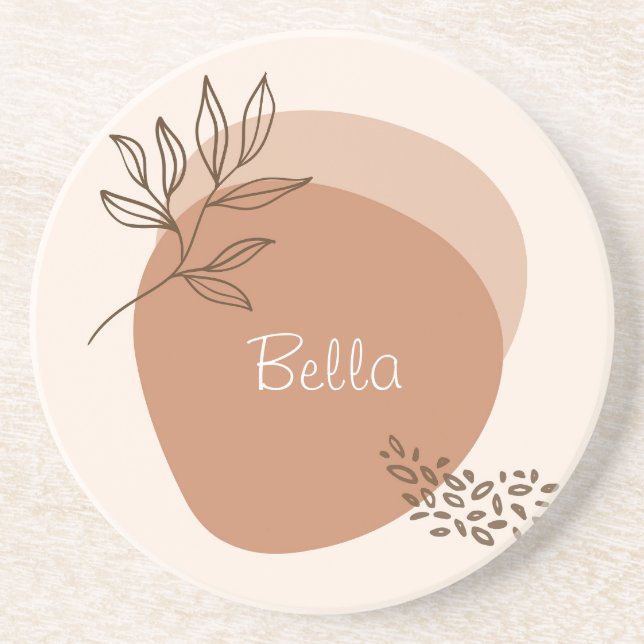 Sandstone Drink Coaster - boho clay colour monogra (Front)