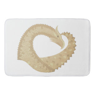Sandstone heart dragon on white bath mat
