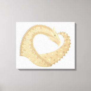 Sandstone heart dragon on white canvas print