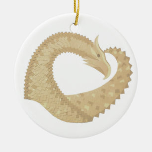 Sandstone heart dragon on white ceramic ornament