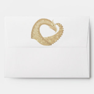 Sandstone heart dragon on white envelopes