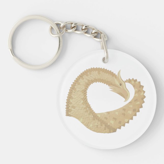 Sandstone heart dragon on white keychain (Front)
