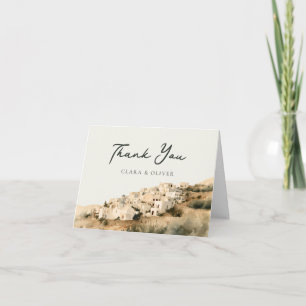 Sandstone Santorini Whitewashed Village Wedding Thank You Card