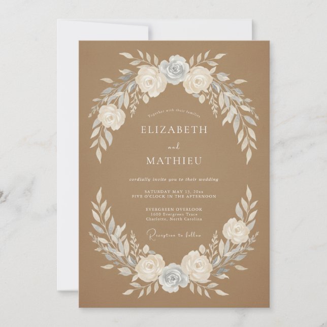 Sandstone Serene Rustic Wedding Invitation (Front)