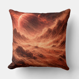 Sandstorm on Orange Planet Throw Pillow