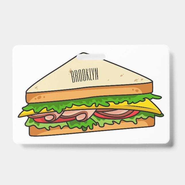 Sandwich cartoon illustration badge (Front)
