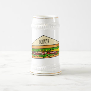 Sandwich cartoon illustration beer stein