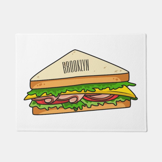 Sandwich cartoon illustration doormat (Front)
