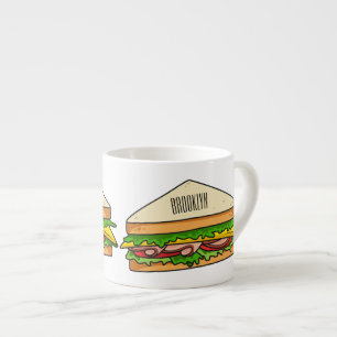 Sandwich cartoon illustration espresso cup