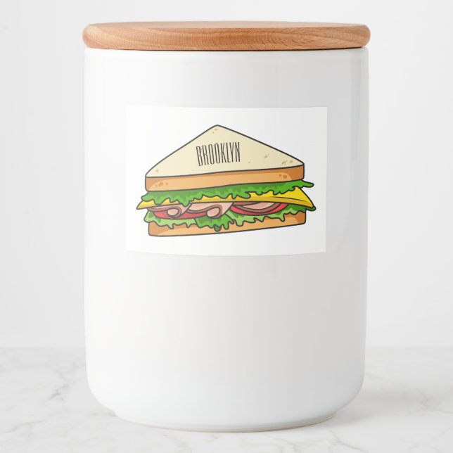 Sandwich cartoon illustration  food label (Front)