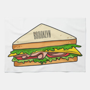 Sandwich cartoon illustration kitchen towel