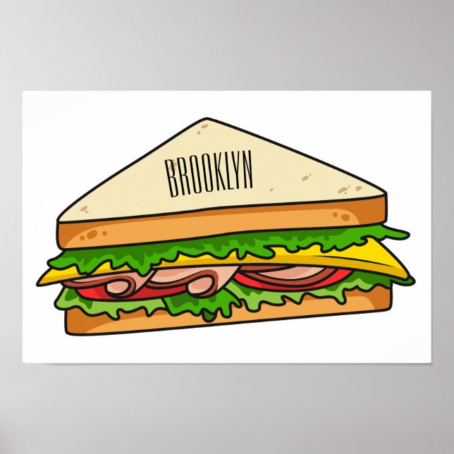 Sandwich cartoon illustration poster (Front)