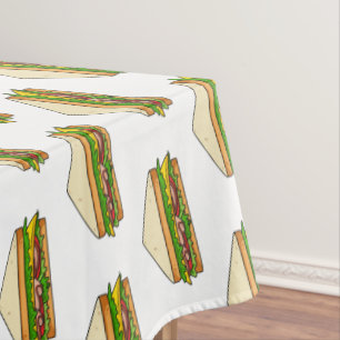 Sandwich cartoon illustration tablecloth