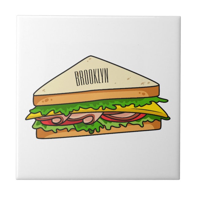 Sandwich cartoon illustration tile (Front)