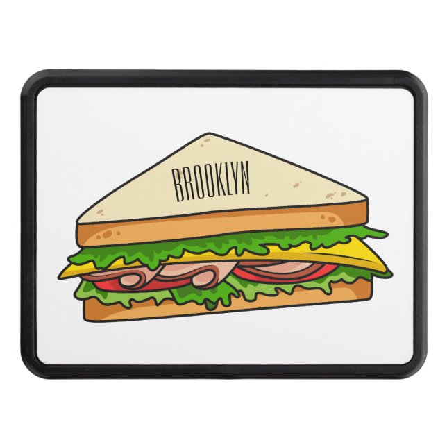 Sandwich cartoon illustration trailer hitch cover (Front)