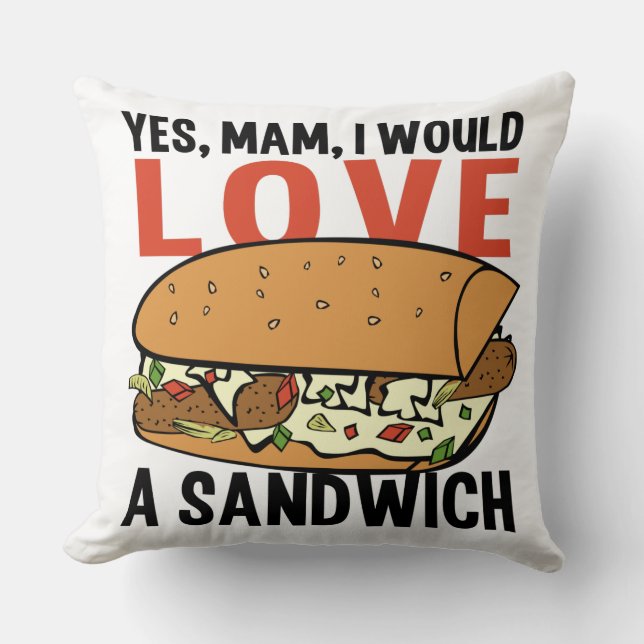 Sandwich custom name throw pillow (Front)