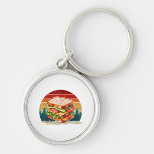 Sandwich Food Vintage Style Distressed Retro Sandw Keychain