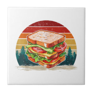 Sandwich Food Vintage Style Distressed Retro Sandw Tile
