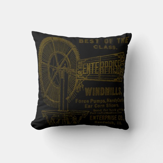 SANDWICH ILLINOIS 1889 ENTERPRISE WINDMILL CO. THROW PILLOW (Front)