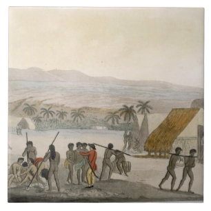 Sandwich Islands - a Westerner negotiating for sto Tile