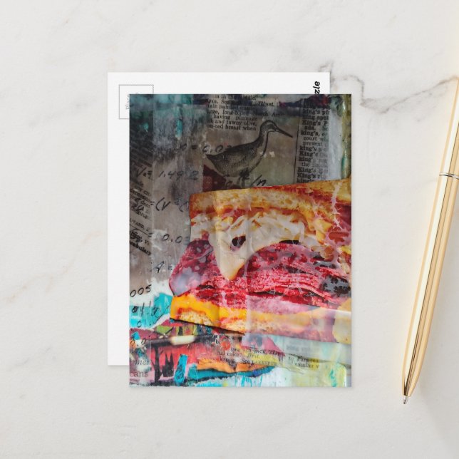 sandwich junk journal Mixed Media Collage Postcard (Front/Back In Situ)