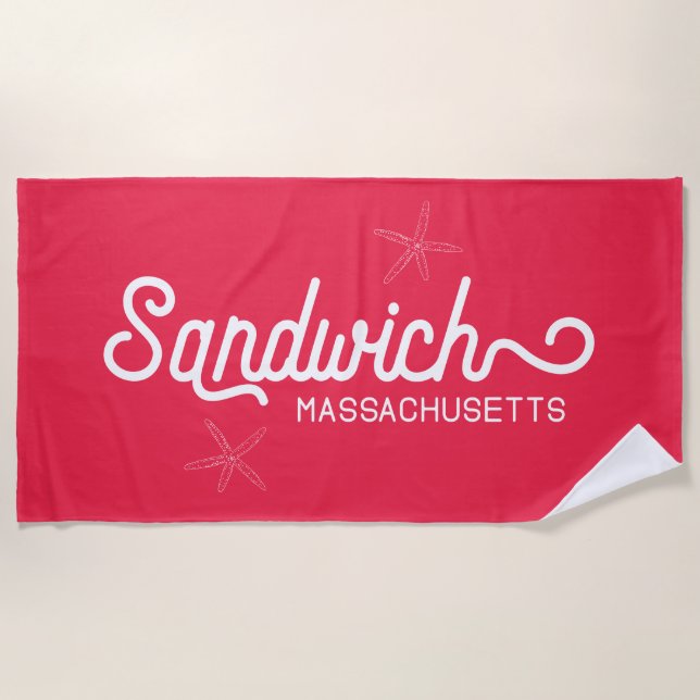 Sandwich Massachusetts Nautical Beach Towel (Front)