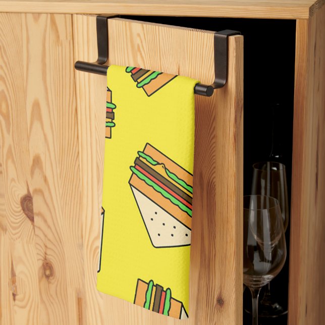 Sandwich Seamless Pattern | Sandwich Puns| Sandwic Kitchen Towel (Thirds Fold)
