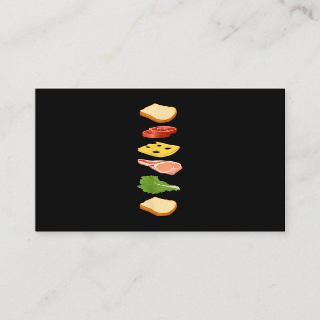Sandwich With Bread Cheese & Ham Foodie Food Business Card (Front)