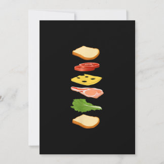 Sandwich With Bread Cheese & Ham Foodie Food Holiday Card
