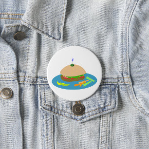 Sandwich with Veggie Sides Fun Food  3 Inch Round Button