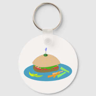 Sandwich with Veggie Sides Fun Food  Keychain