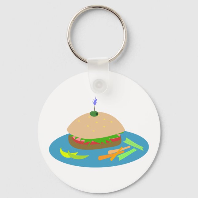 Sandwich with Veggie Sides Fun Food  Keychain (Front)
