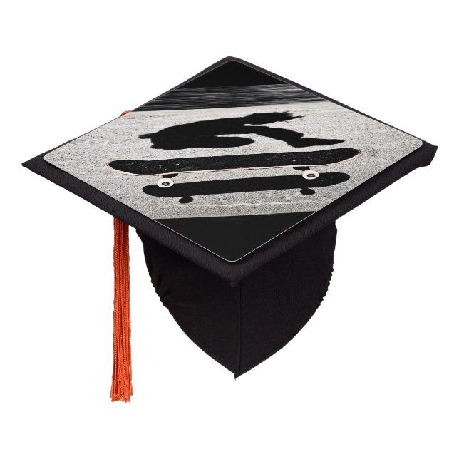 sandwiched skateboard graduation cap topper (Angled)