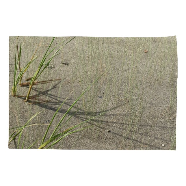 Sandy Beach and Fragile Reeds Pillow Case (Back-Left)